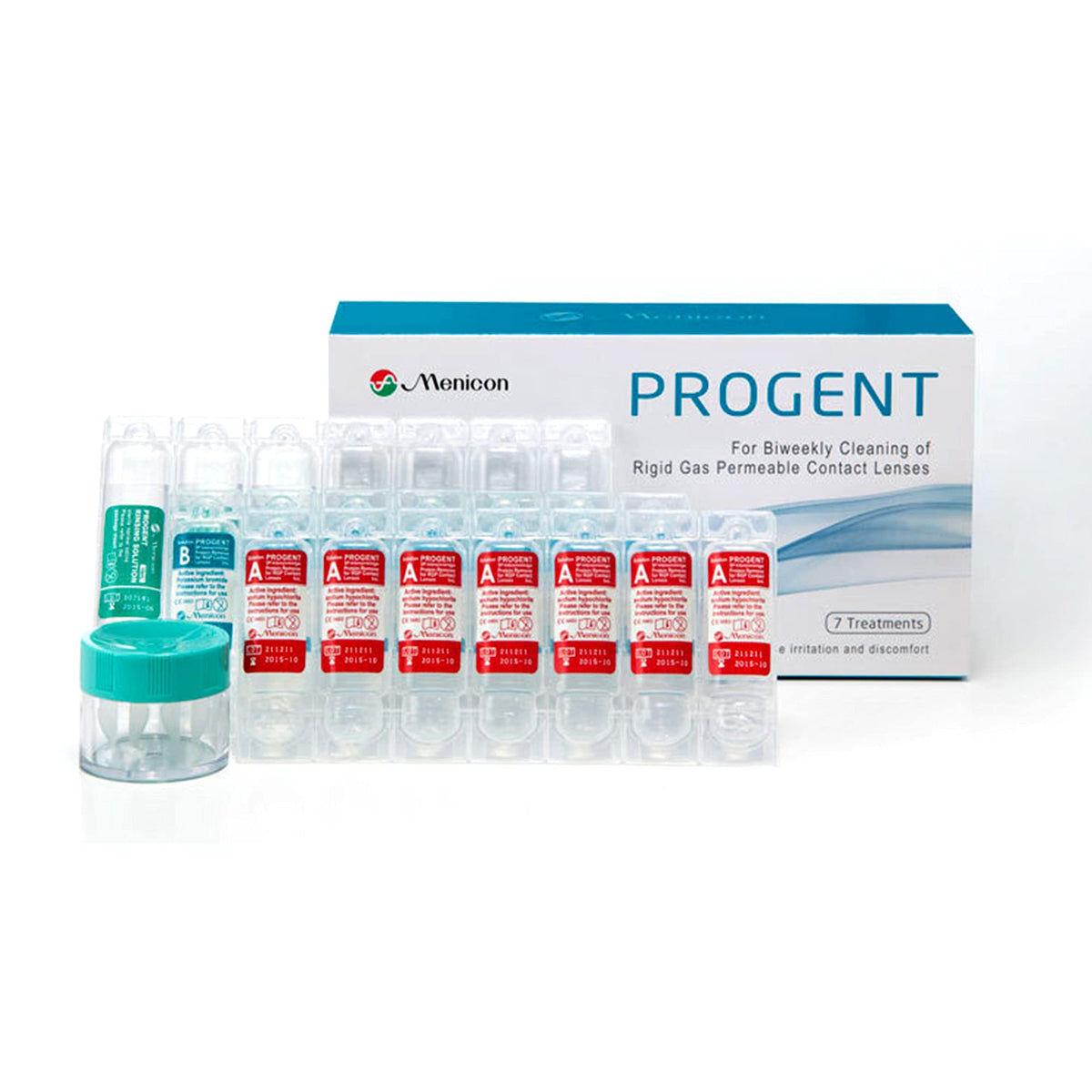 Menicon Progent kit-limpieza para lentes GP, siete tratamientos de mantenimiento.
