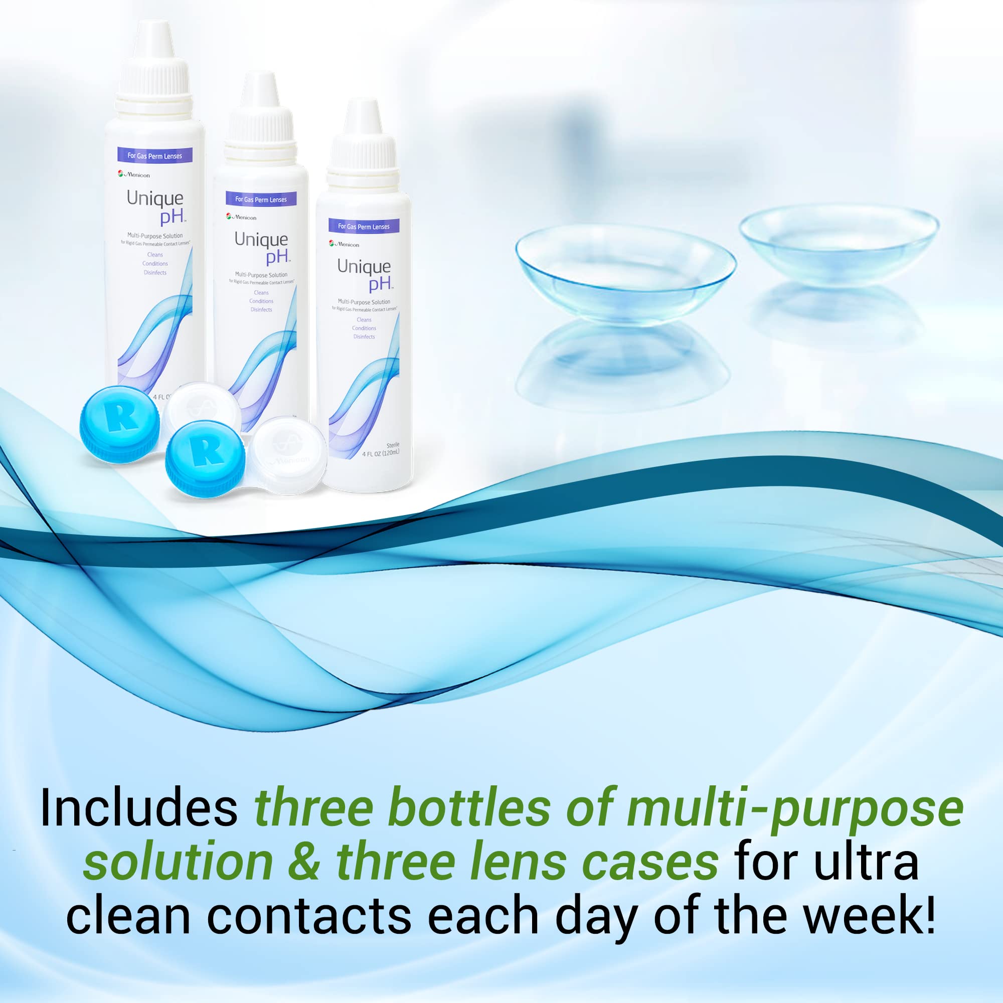 Botella portátil Menicon Unique pH para viaje, solución segura y compacta.