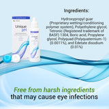 Menicon Unique pH, uso recomendado con lentes de gas permeable para mayor compatibilidad.