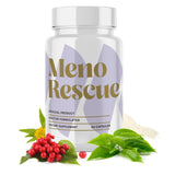 MenoRescue bote de suplementos vertido, apoyo a la comodidad diaria durante la menopausia.