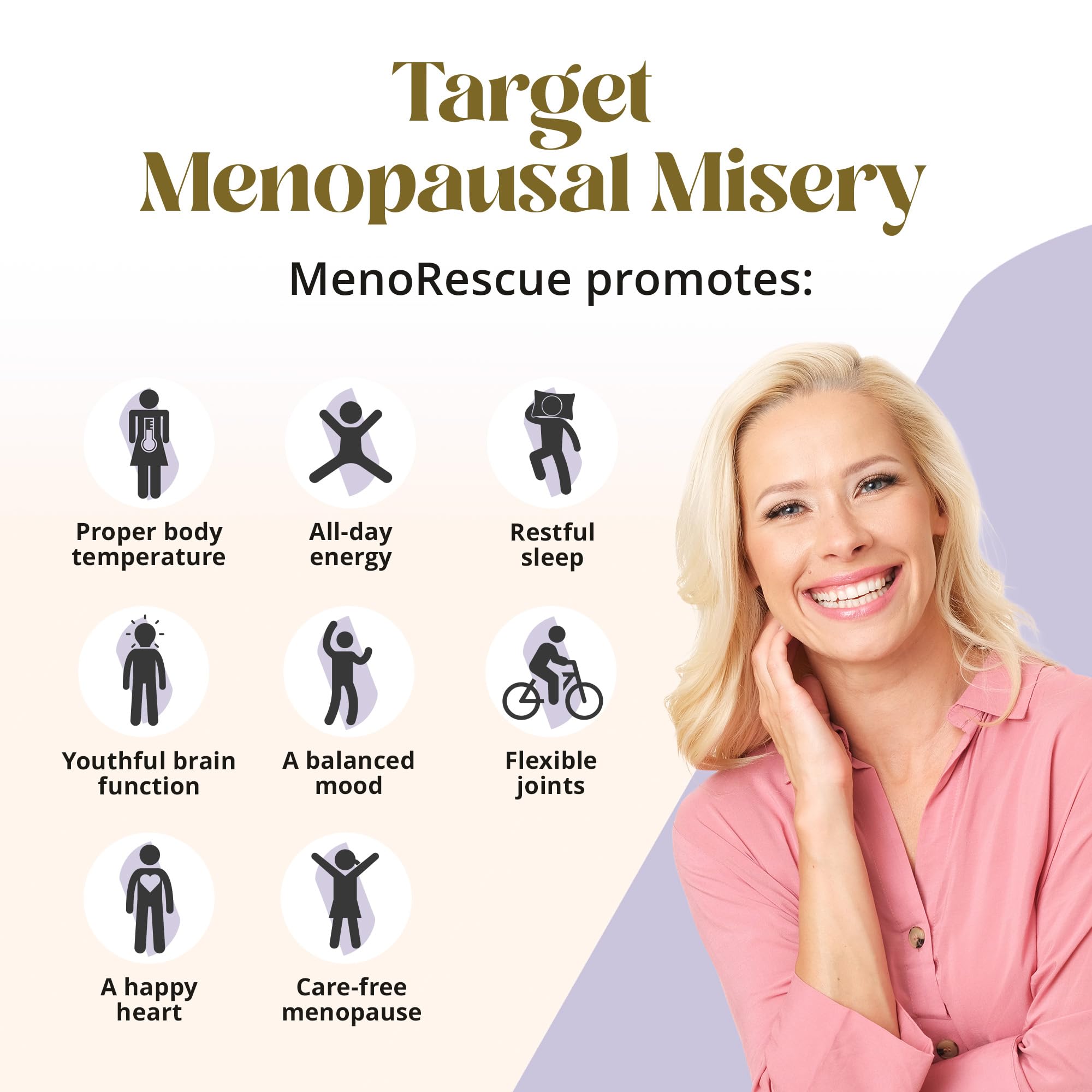 MenoRescue cápsulas tomadas, apoyo a la energía y bienestar en todas las etapas.
