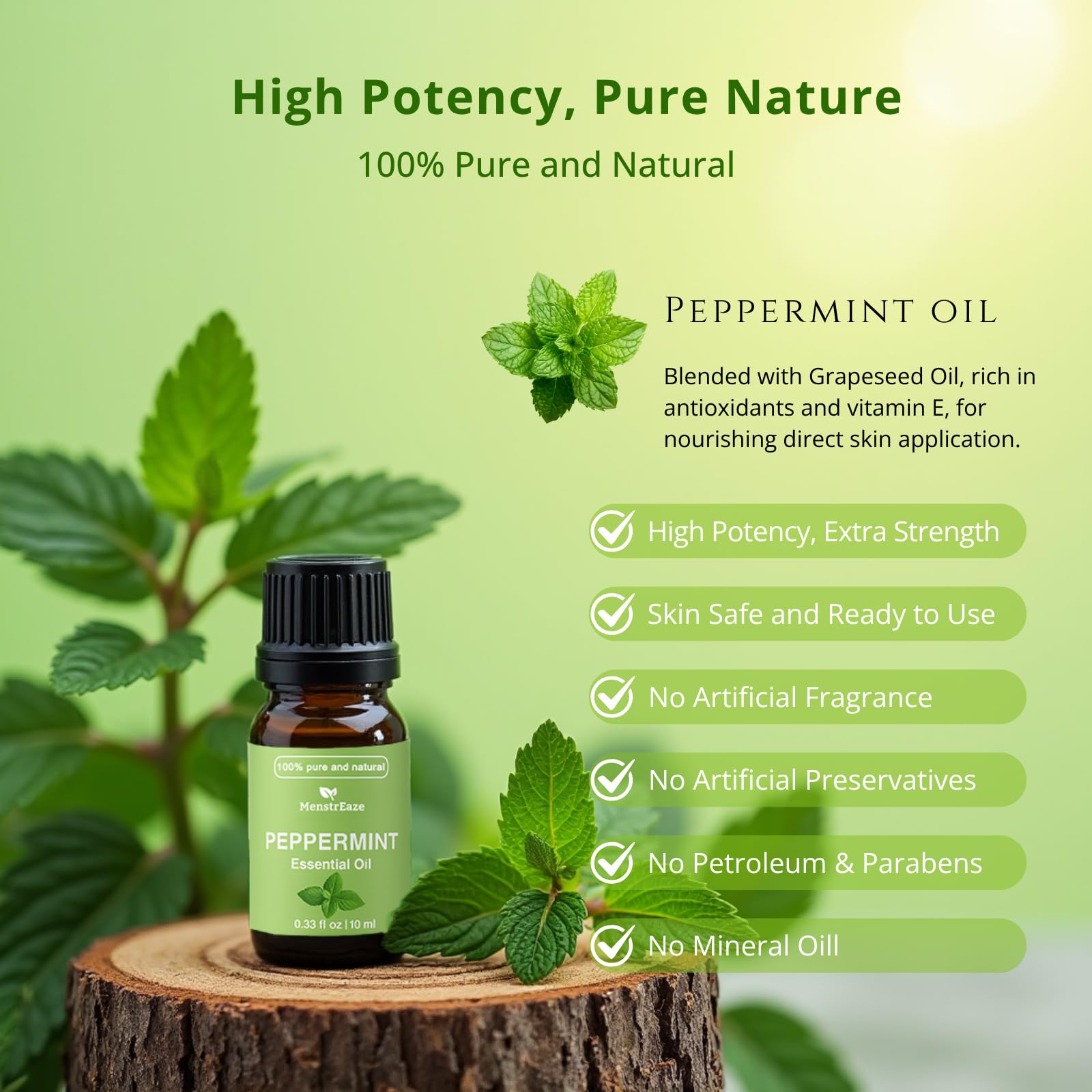 MenstrEaze Aceite de Menta: mezcla en loción para piel y cabello.