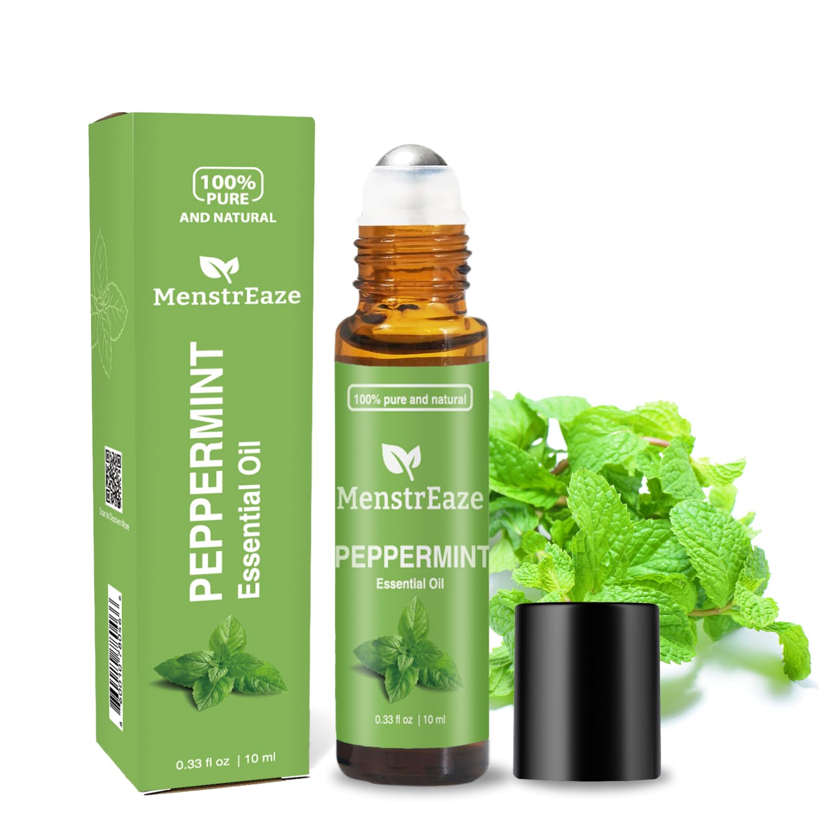 MenstrEaze rodillo de menta para sensación refrescante y alivio focalizado.