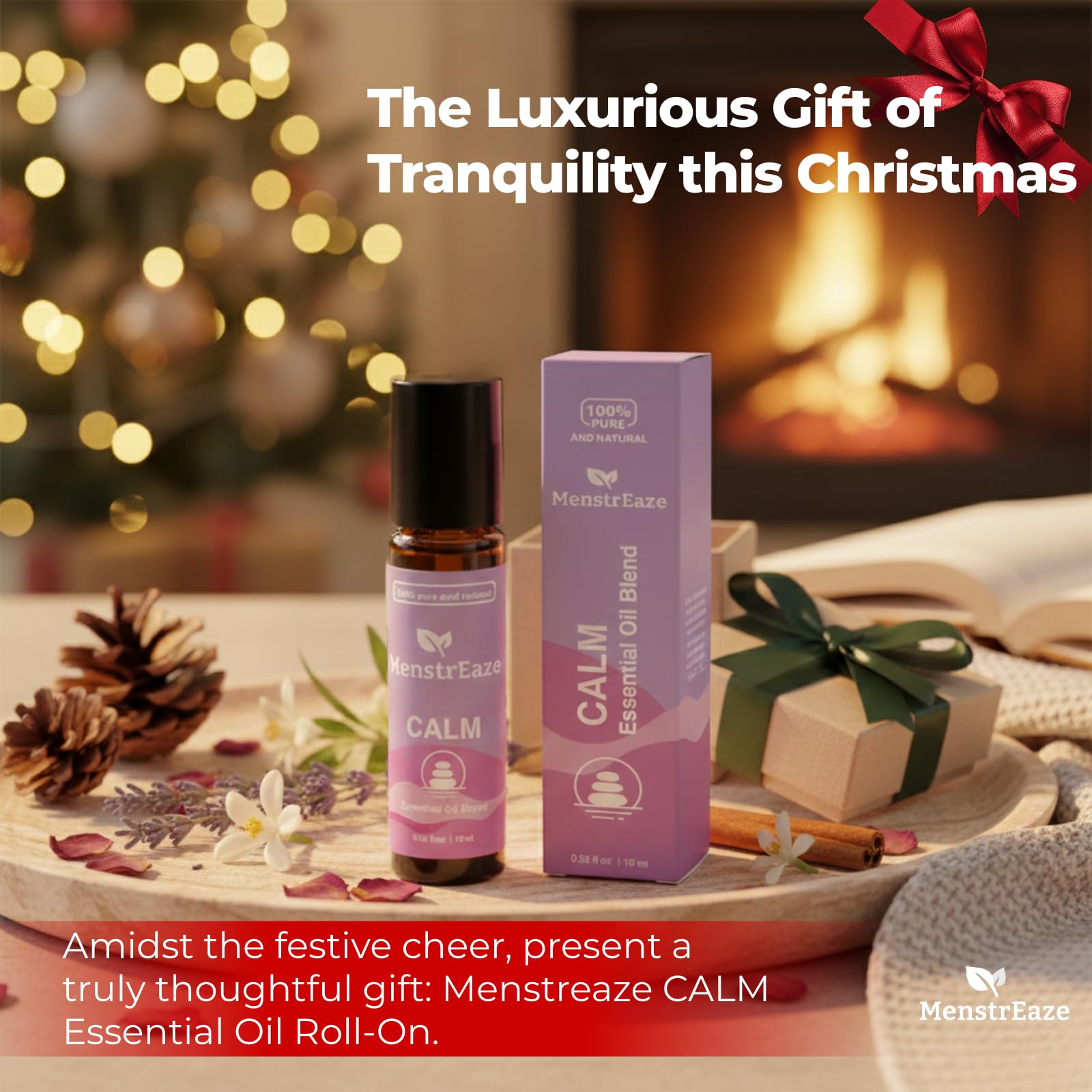 MenstrEaze Calm Roll-On Bola de Acero Inoxidable: aplicación fresca y precisa.