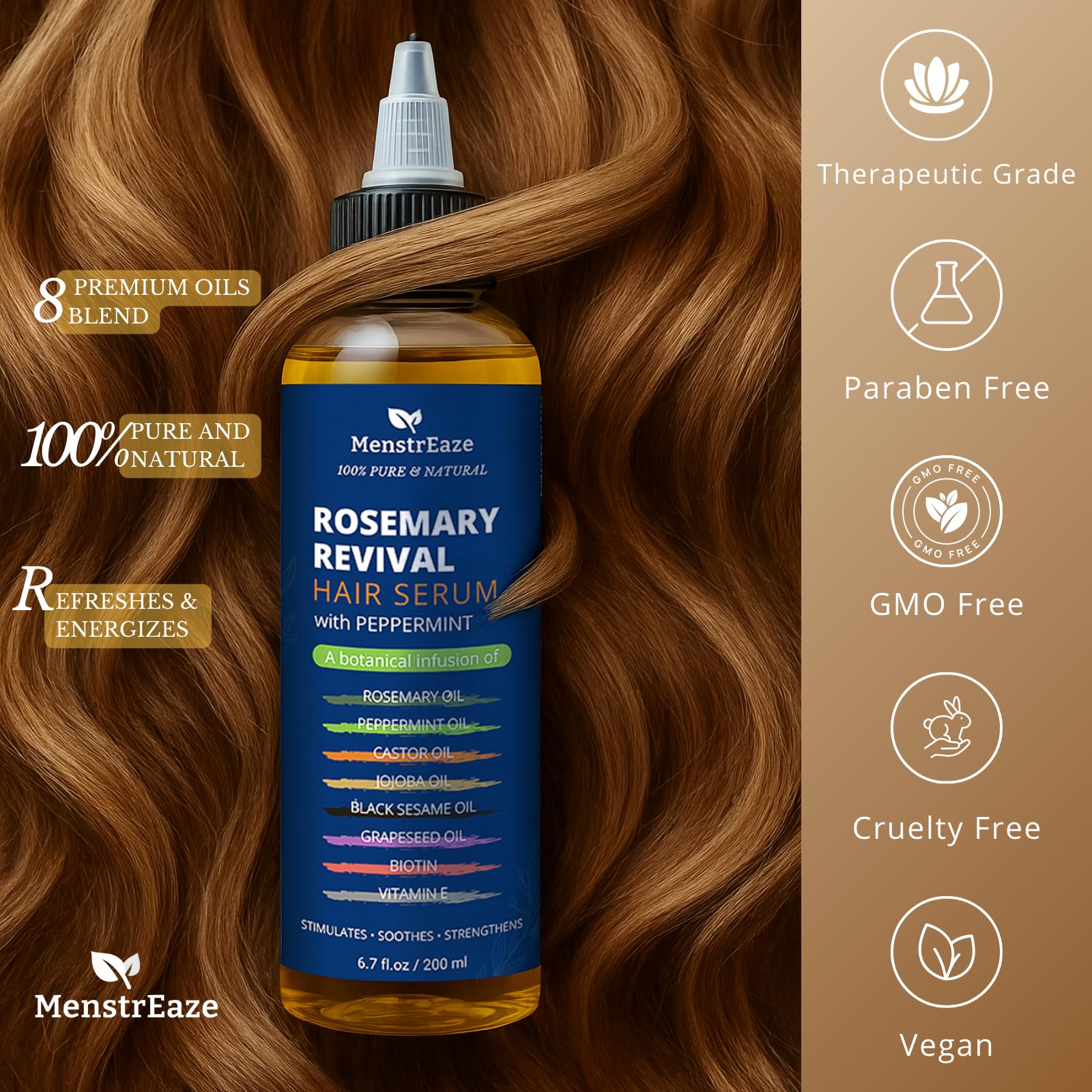 MenstrEaze apto para todo tipo de cabello, desde liso hasta rizado.