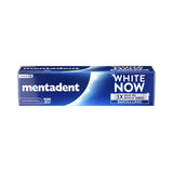 Mentadent dentífrico blanco ahora, luz azul visible para efecto blanqueante.