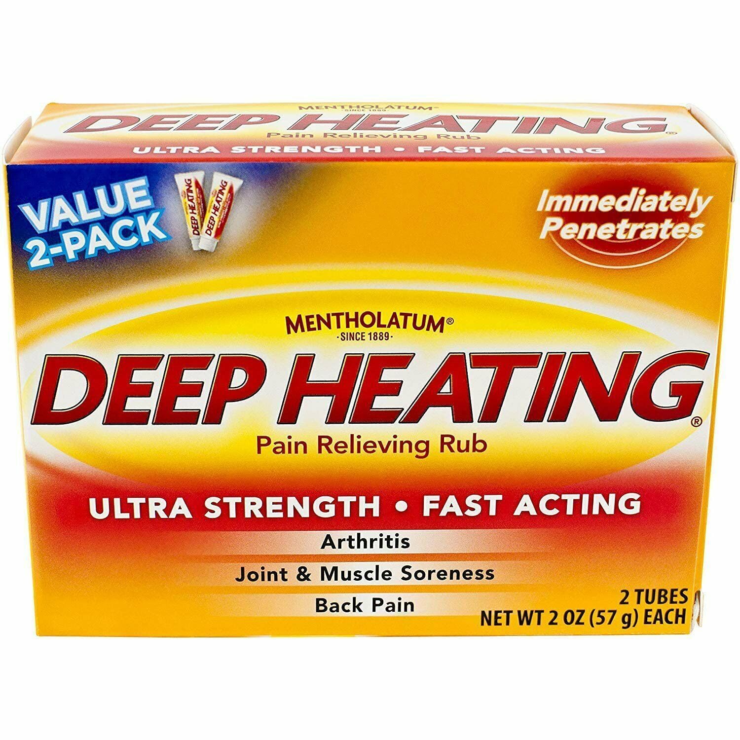Mentholatum Ungüento Calor Profundo en tubo de 2 onzas para alivio temporal.
