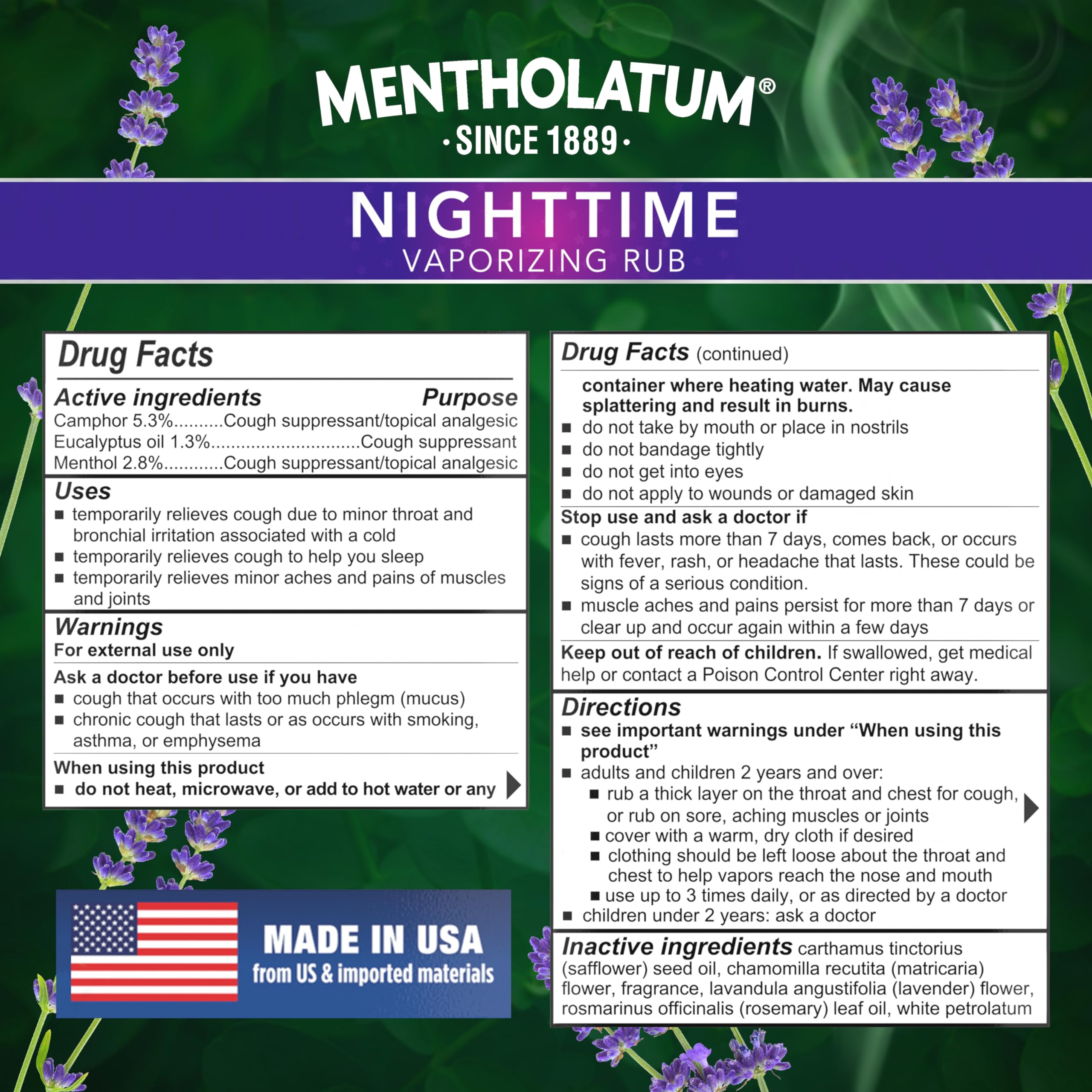 Mentholatum Noche envase práctico para uso nocturno con lavanda.