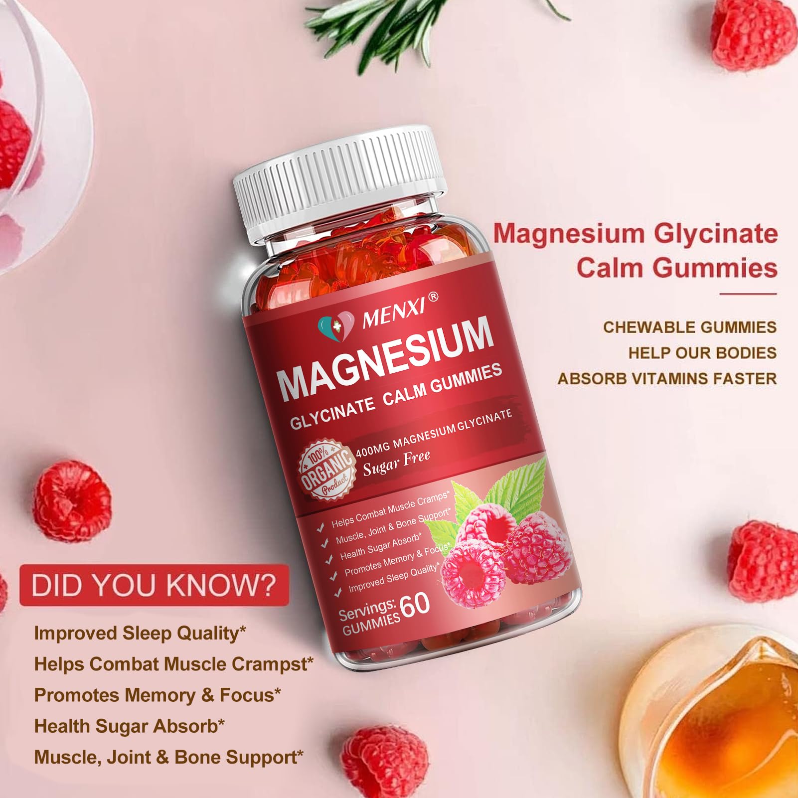 Caja de MENXI magnesio 600 mg, suministro para 60 días