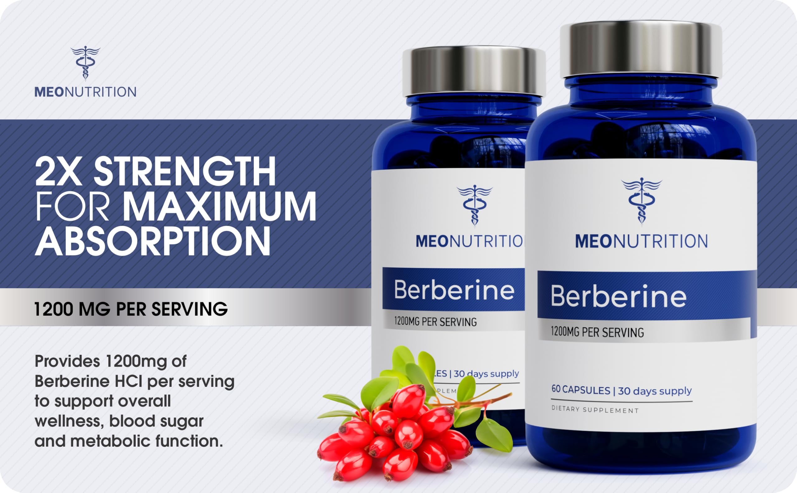 Fórmula vegana de Meo Berberina, libre de OGM y gluten.
