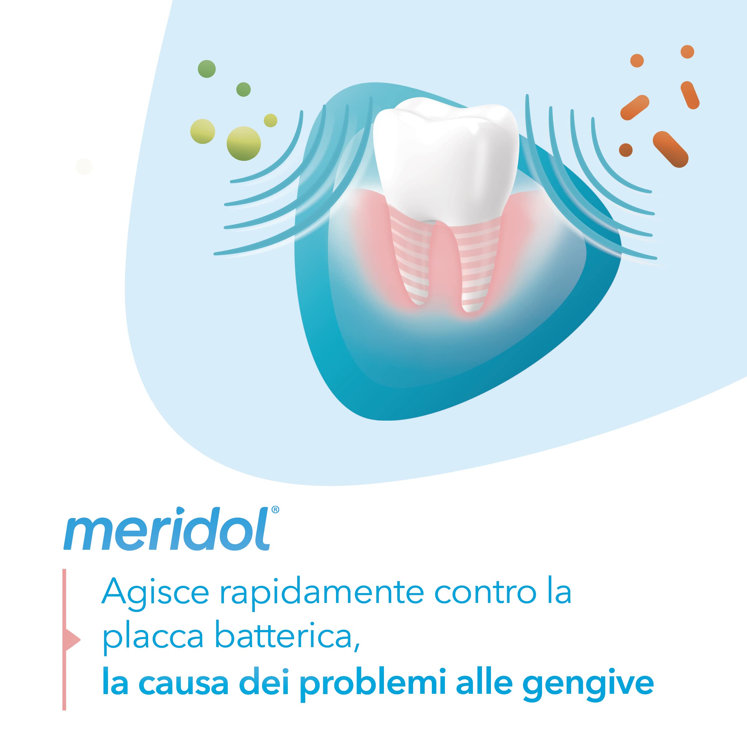 Meridol Dentífrico con sabor a menta, sensación de frescura durante el cepillado.