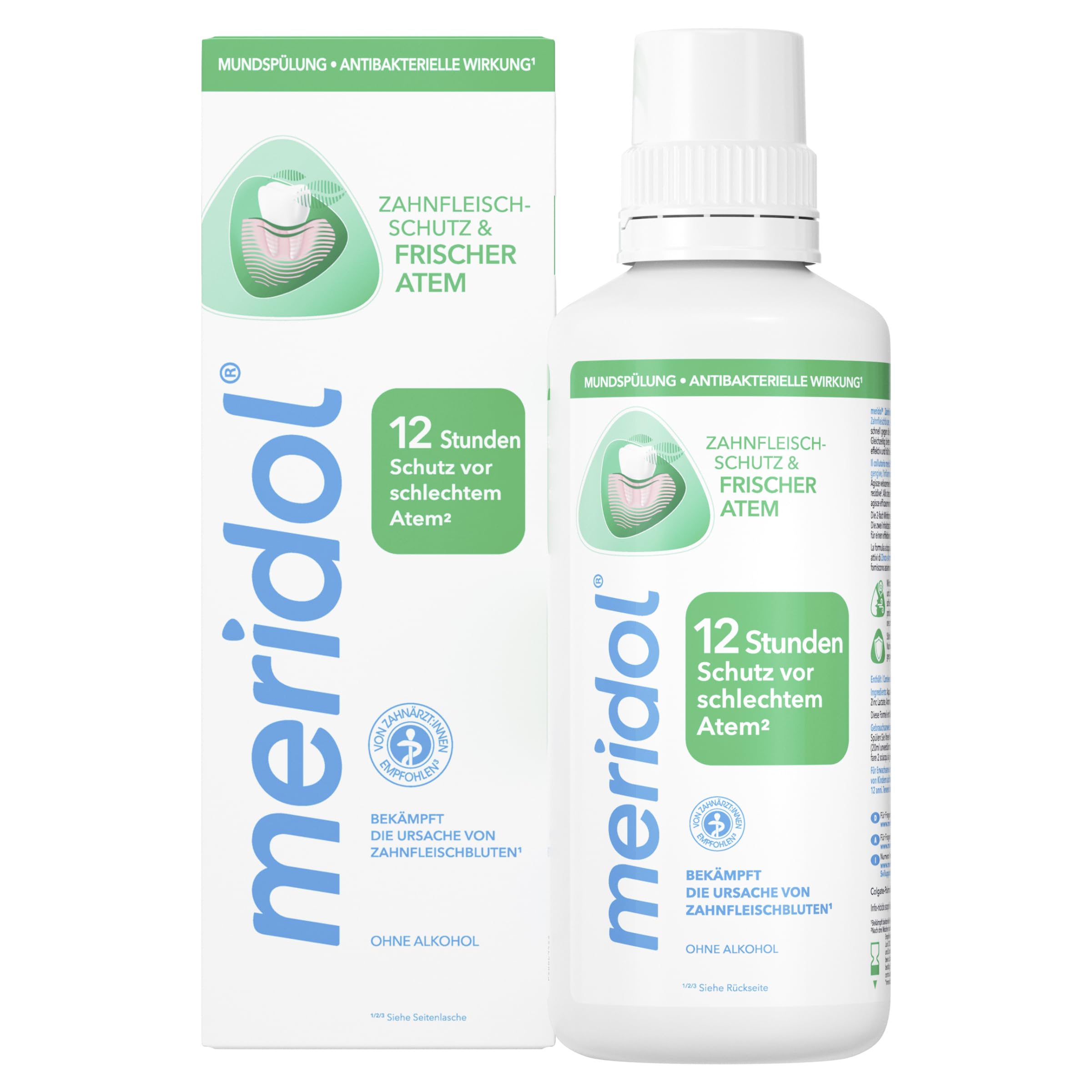 Meridol enjuague bucal halitosis 400 ml, envase a la vista para frescura diaria
