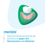Meridol enjuague bucal halitosis 400 ml, líquido azul suave para frescura