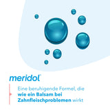 Meridol enjuague bucal halitosis 400 ml, presentación en estante