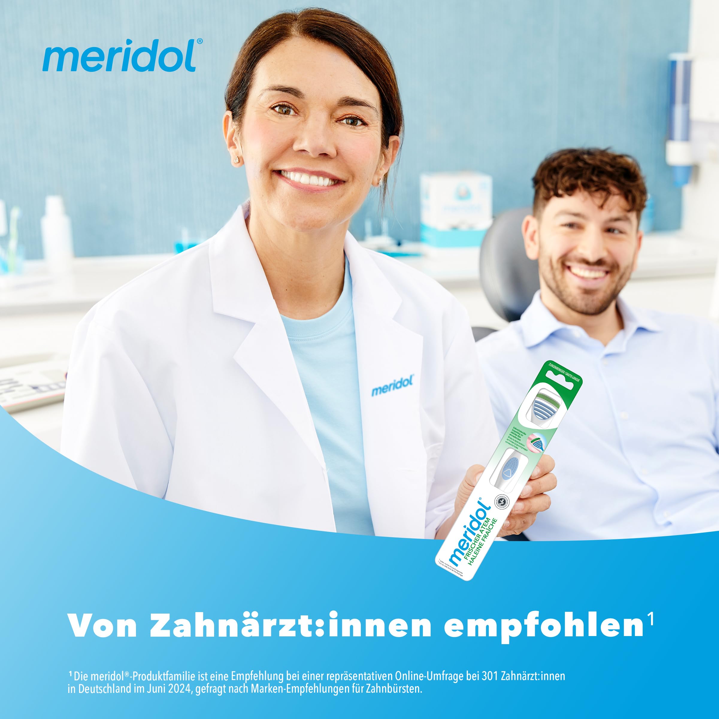 Meridol limpiador de lengua tacto suave para una experiencia agradable