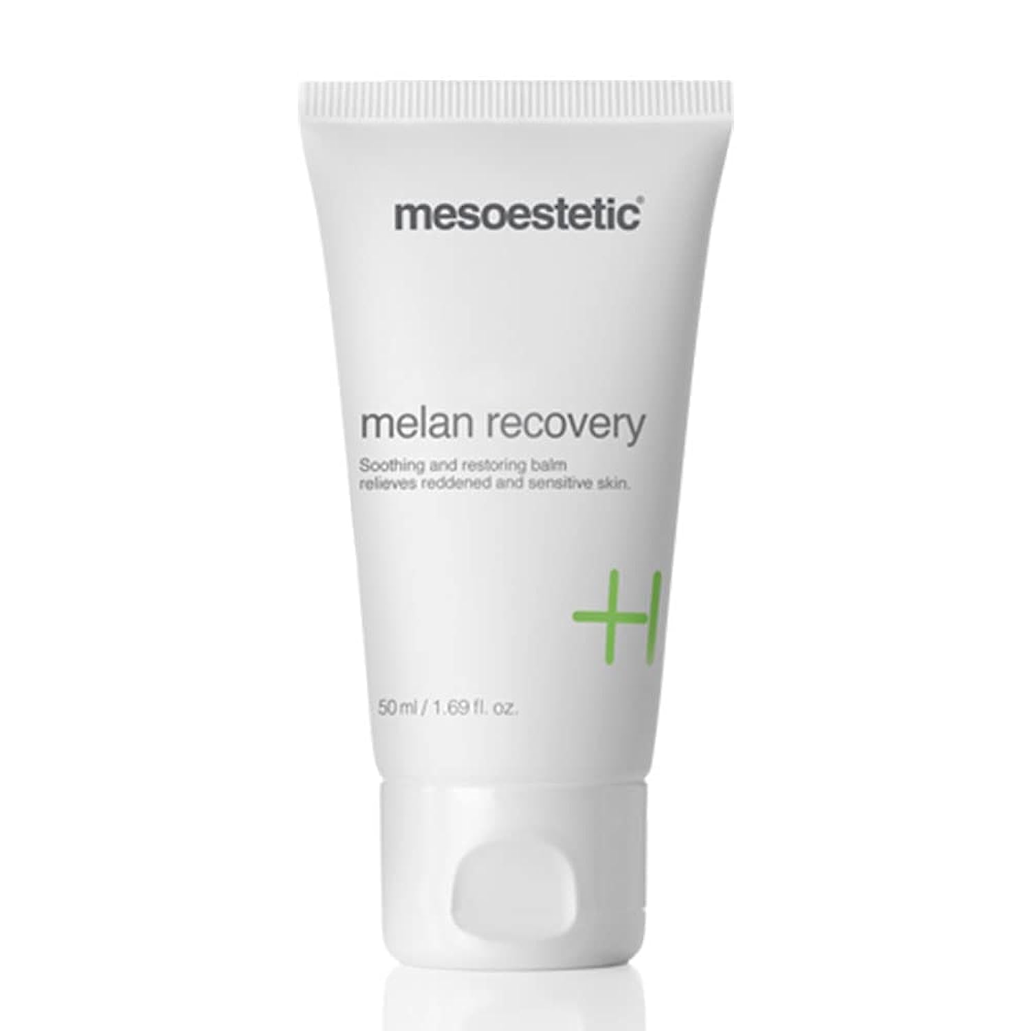 Mesoestetic Melan Recovery en tubo, crema para piel sensible, confort y elasticidad.