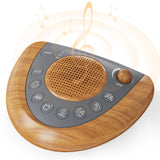 Mesqool Sleep Sound Machine con diseño de madera, ideal para dormitorio relajante.