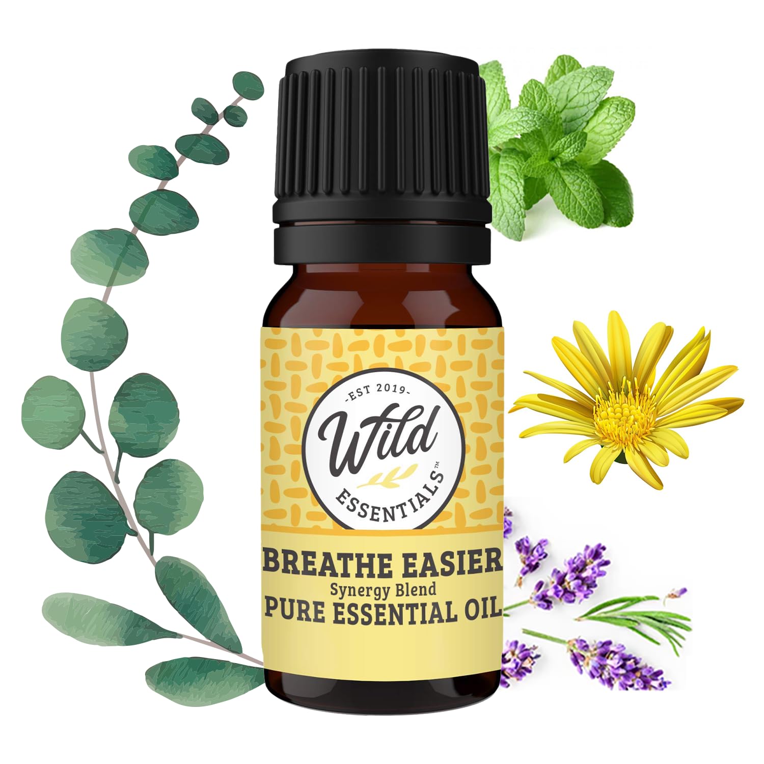 Frasco de 10 ml de mEssentials Breathe Easier, ideal para congestión y claridad.