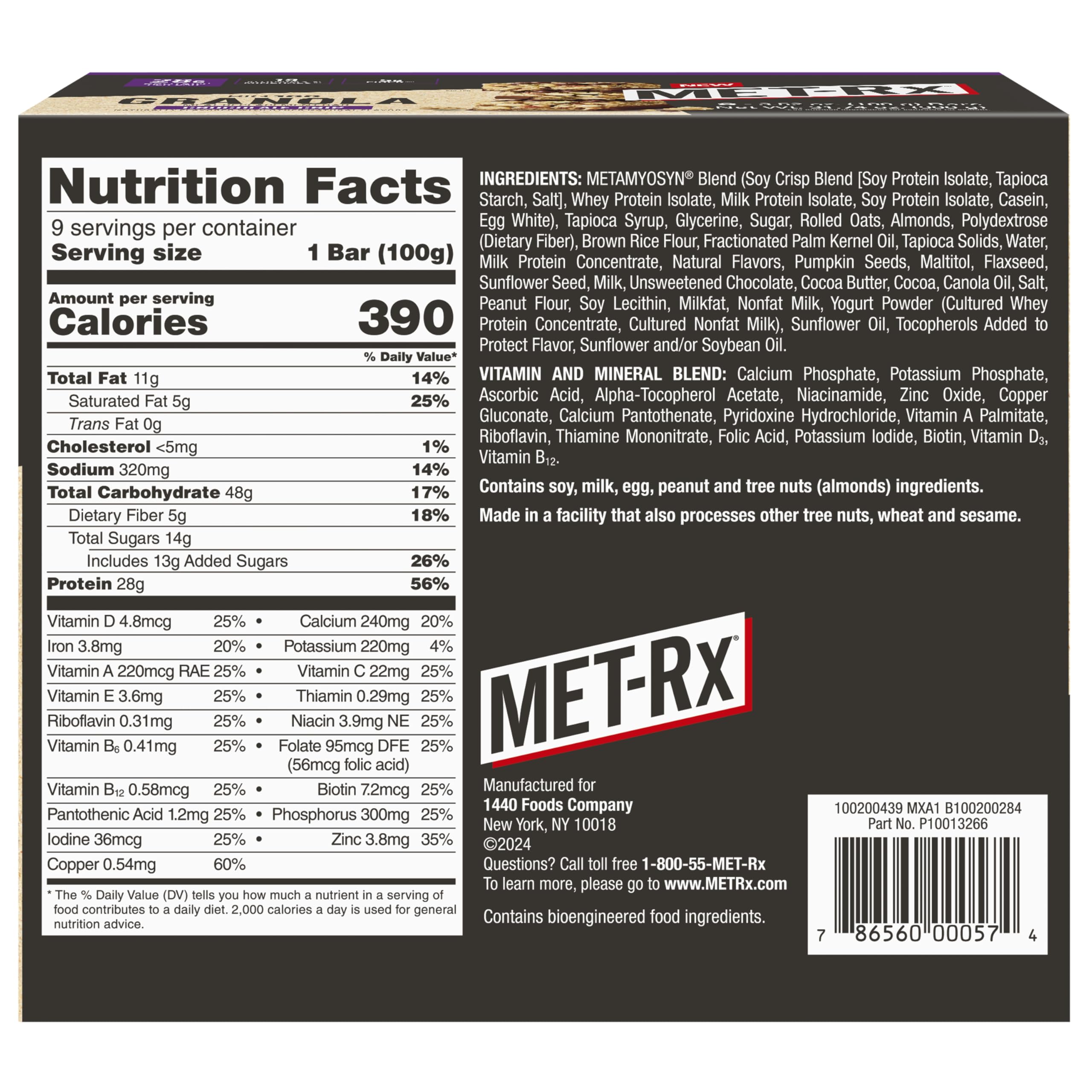 MET-Rx Big 100 Bar: chispas de chocolate que realzan sabor y energía.