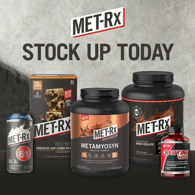 Barra Met-Rx Big100 energía para entrenamientos intensos.