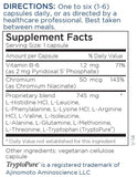 Metabolic Maintenance B.A.M. 750 mg, etiqueta frontal, fórmula de aminoácidos esenciales.