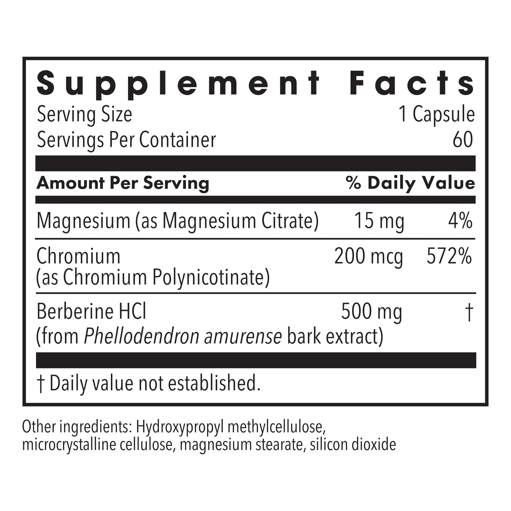 Cápsulas Metabolic Maintenance Berberine Chromium listas para consumo diario