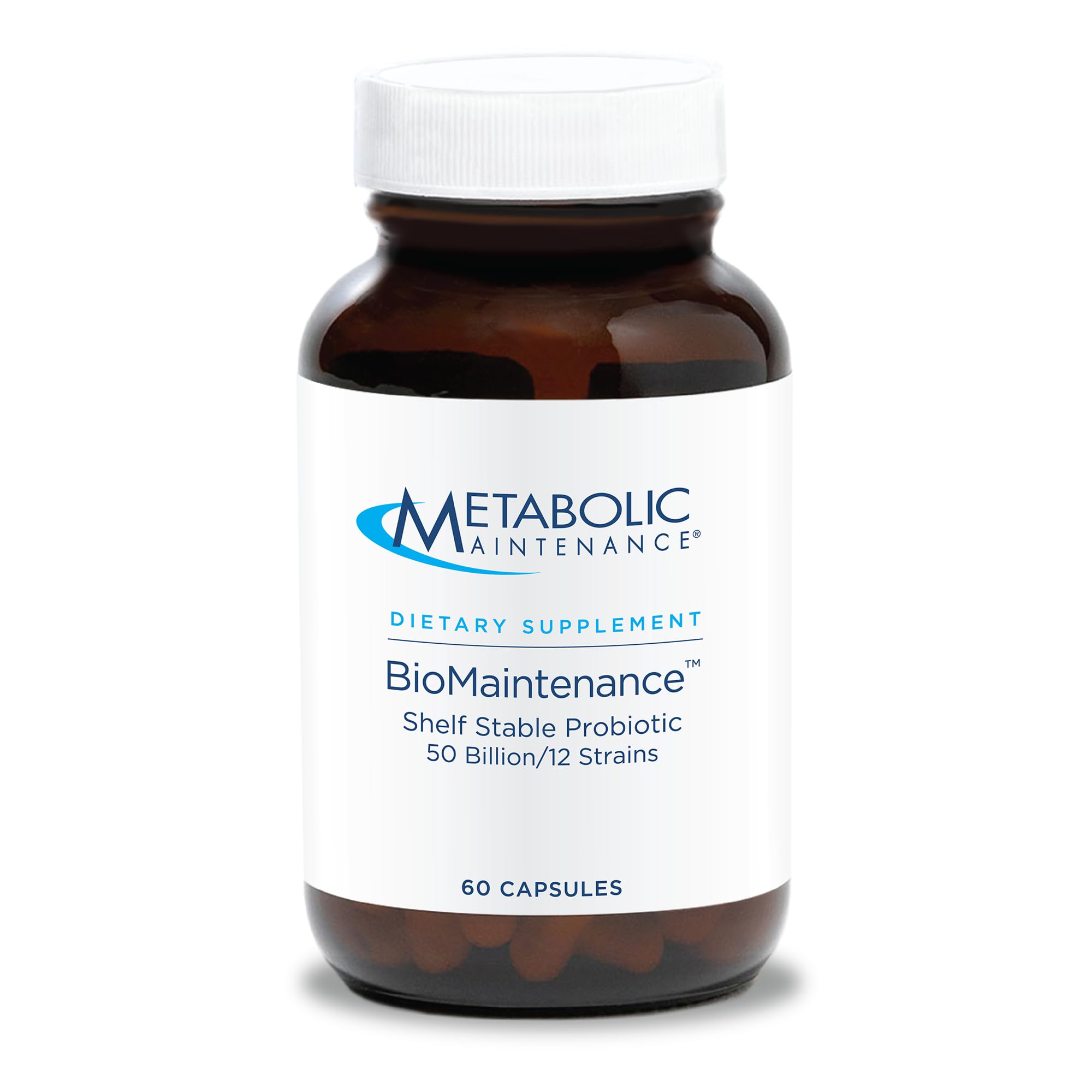 Metabolic Maintenance BioMaintenance, botella-probiotico, muestra la dosis diaria para la salud intestinal.