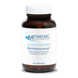 Metabolic Maintenance BioMaintenance, botella-probiotico, muestra la dosis diaria para la salud intestinal.