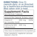 Metabolic Maintenance CoQ10 datos de nutrición claros.