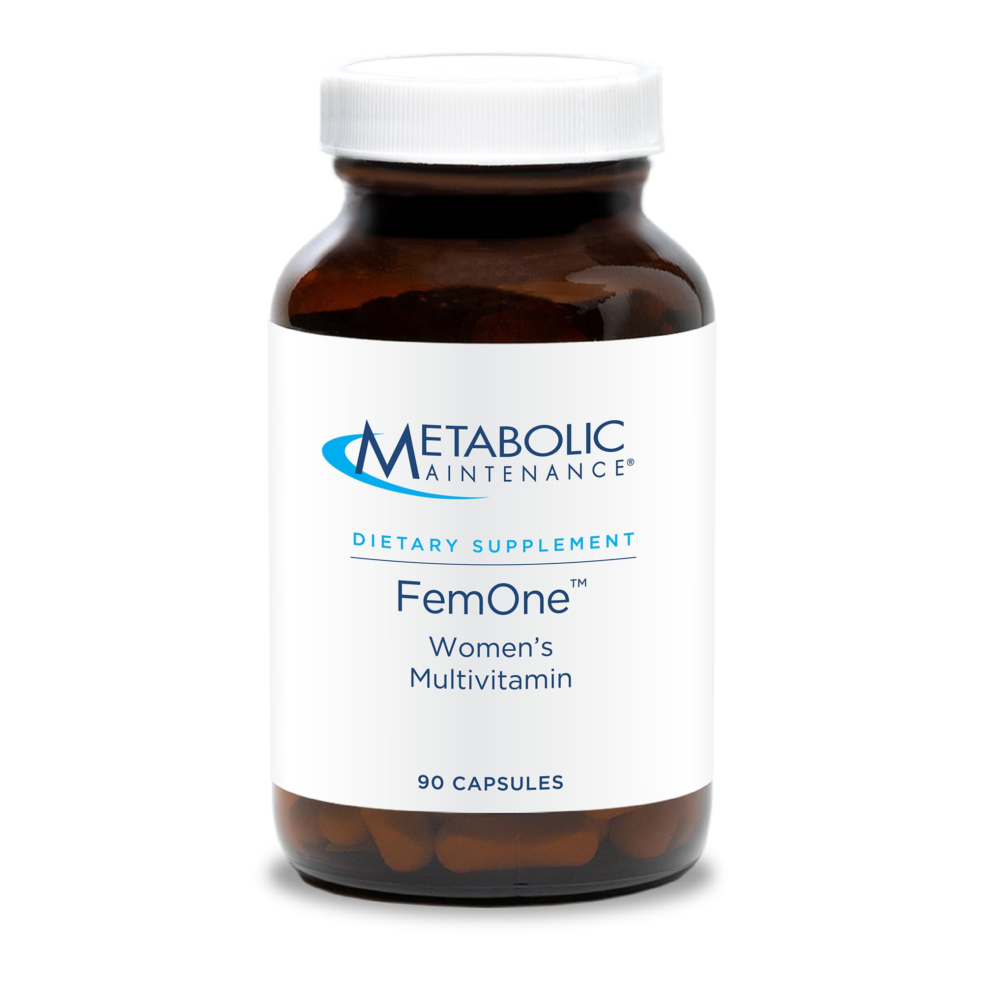 FemOne de Metabolic Maintenance, caja informativa para apoyo diario a la salud femenina.