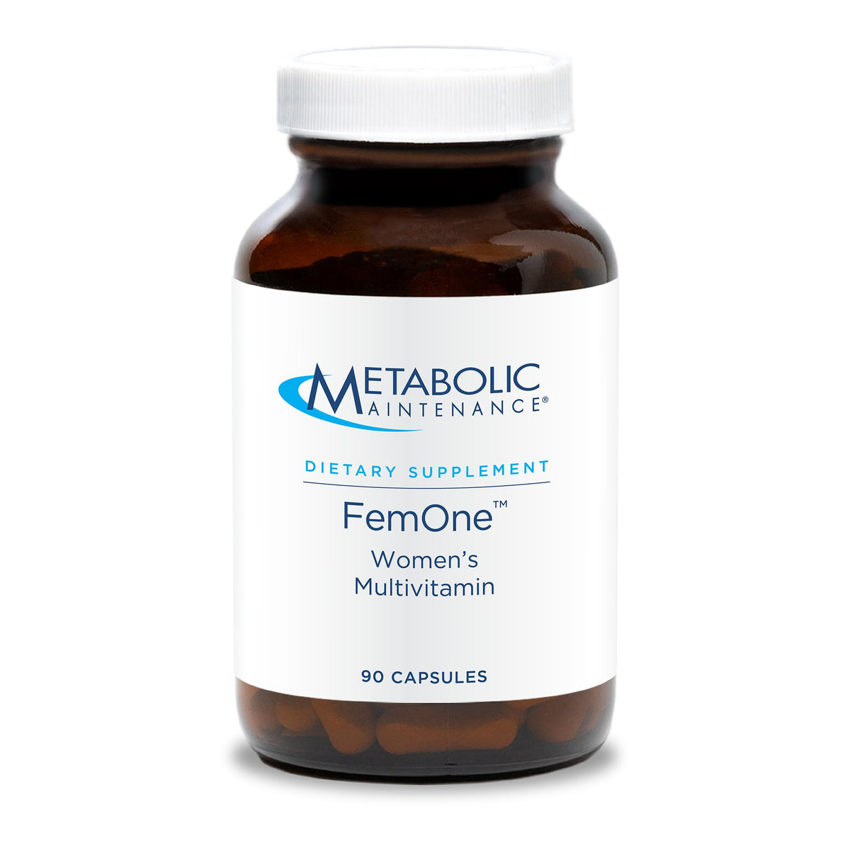 FemOne de Metabolic Maintenance, caja informativa para apoyo diario a la salud femenina.