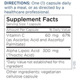 Metabolic Maintenance ácido alfa-lipoico 300 mg, calidad certificada y prueba por terceros desde 1984.