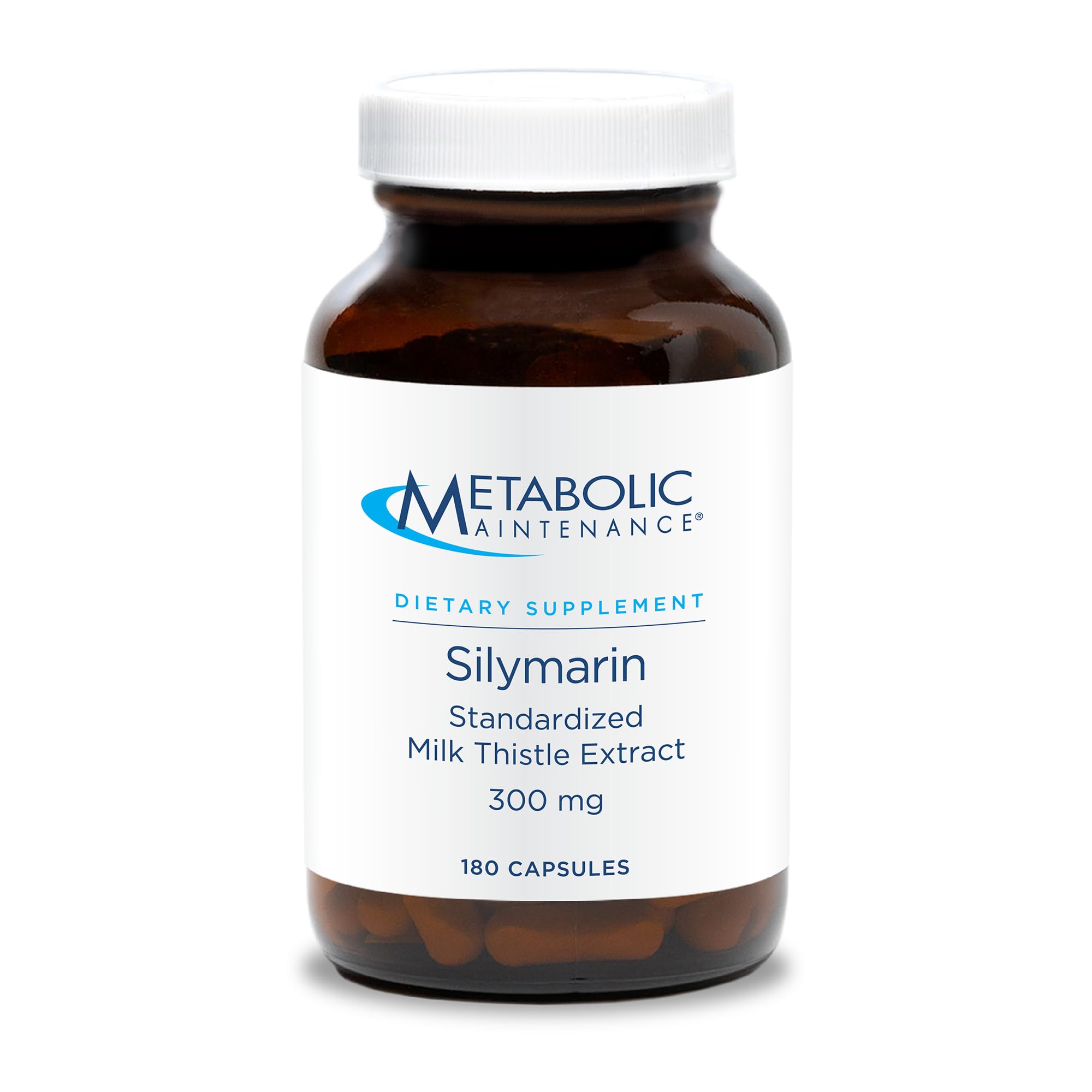 Metabolic Maintenance Silymarin, botella frontal, apoyo continuo para la salud hepática.