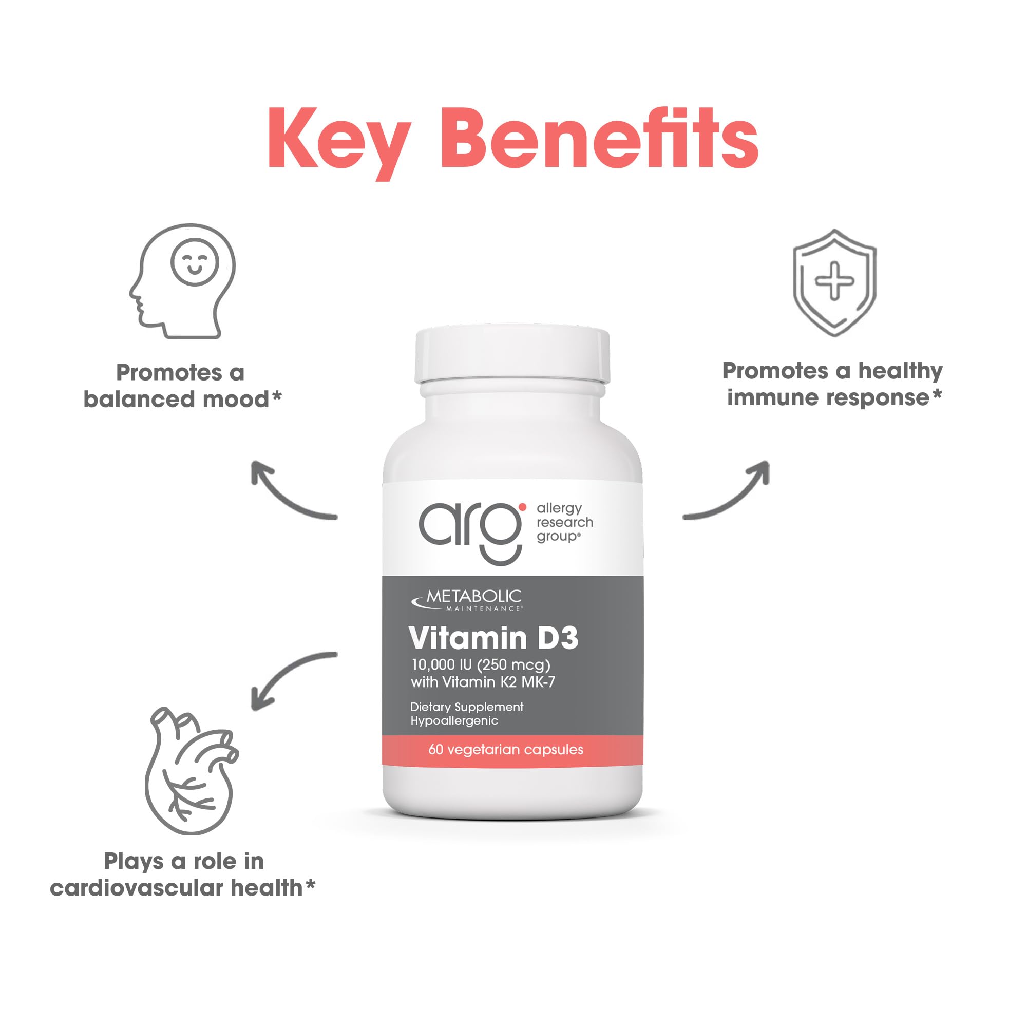 Cápsulas Metabolic Maintenance Vitamin D3 10000 IU en cucharita listas para tomar.