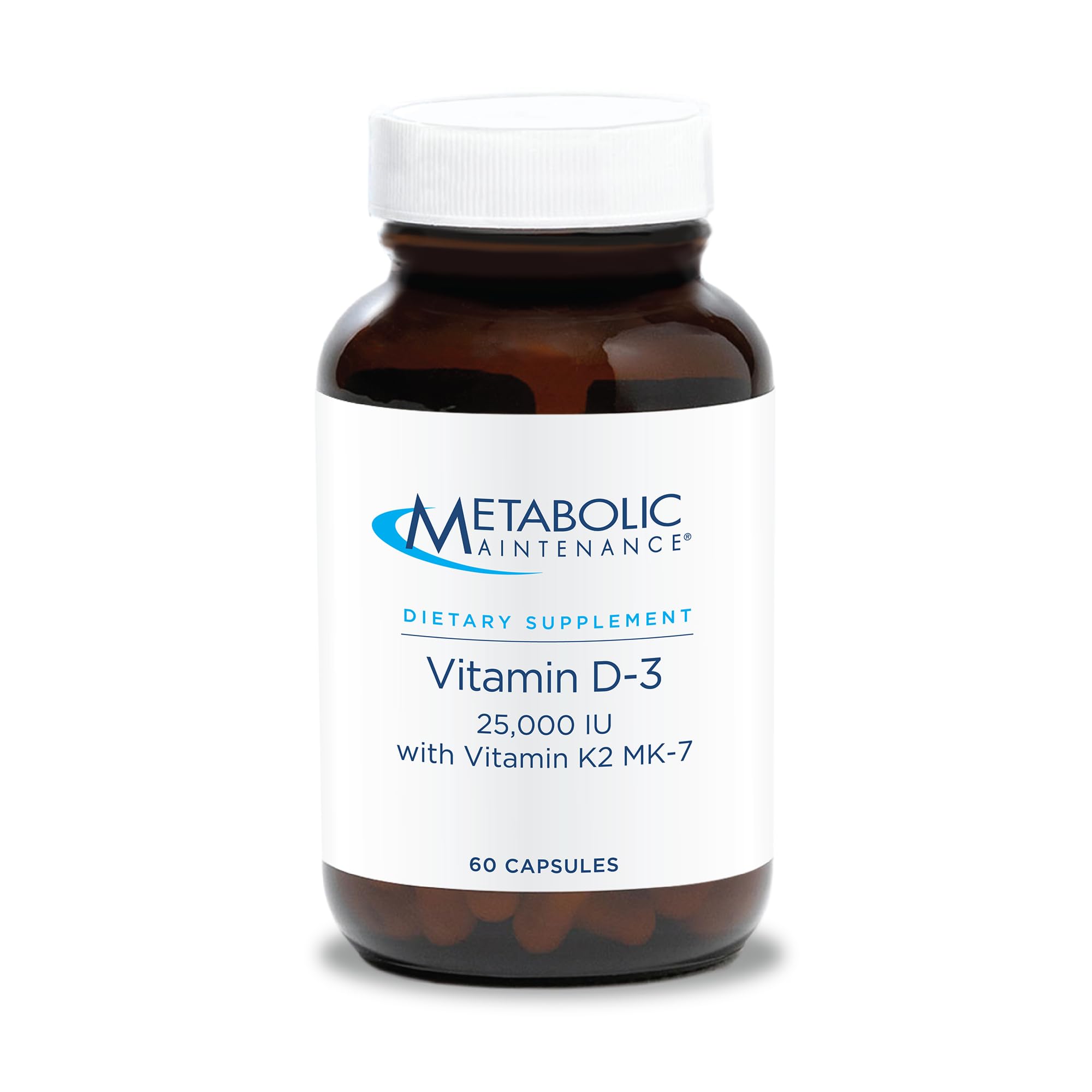 Metabolic Maintenance Vitamin D3 con K2 MK-7, botella, apoyo general para huesos y equilibrio.