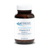 Metabolic Maintenance Vitamin D3 con K2 MK-7, botella, apoyo general para huesos y equilibrio.