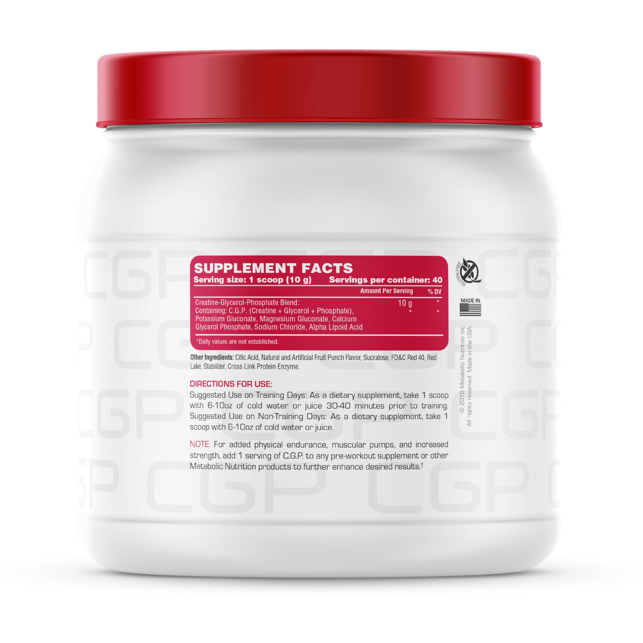 CGP Metabolic Nutrition cuchara medidora en bote para dosis precisas