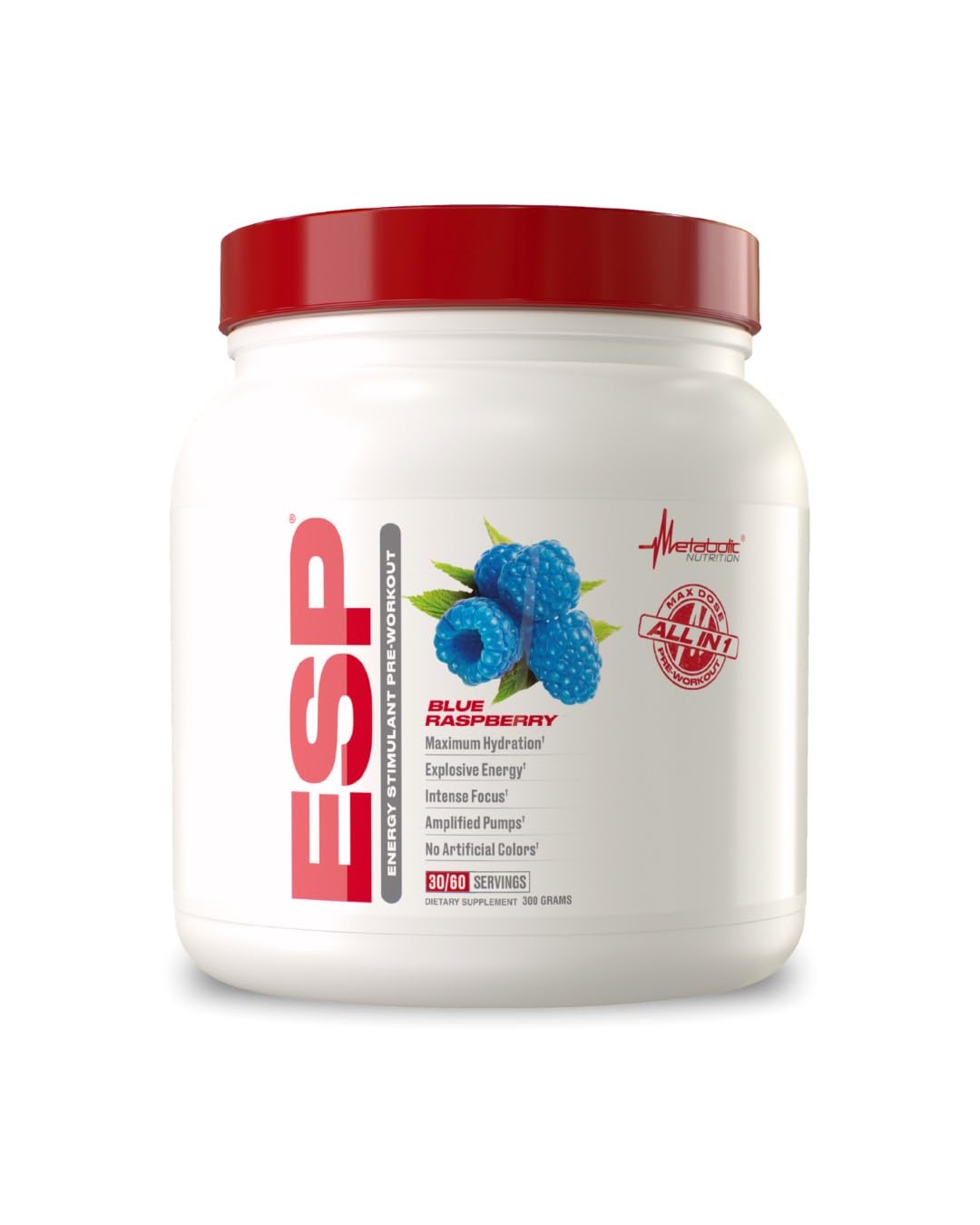 Metabolic Nutrition ESP: bote azul listo para entrenar con energía sostenida.