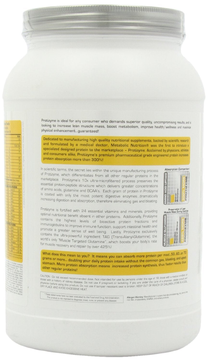 Metabolic Nutrition ProtiZyme, textura cremosa de la mezcla ideal para batidos
