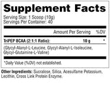 TriPep BCAA de Metabolic Nutrition con cucharilla para ingesta intra-entrenamiento.