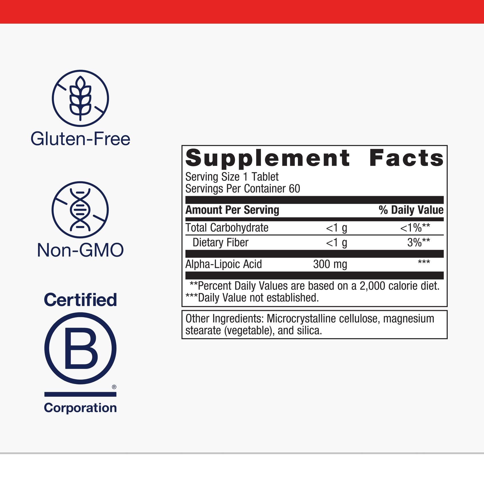 Metagenics Ácido Alfa-Lipoico 300 mg: etiqueta legible para verificación de ingredientes