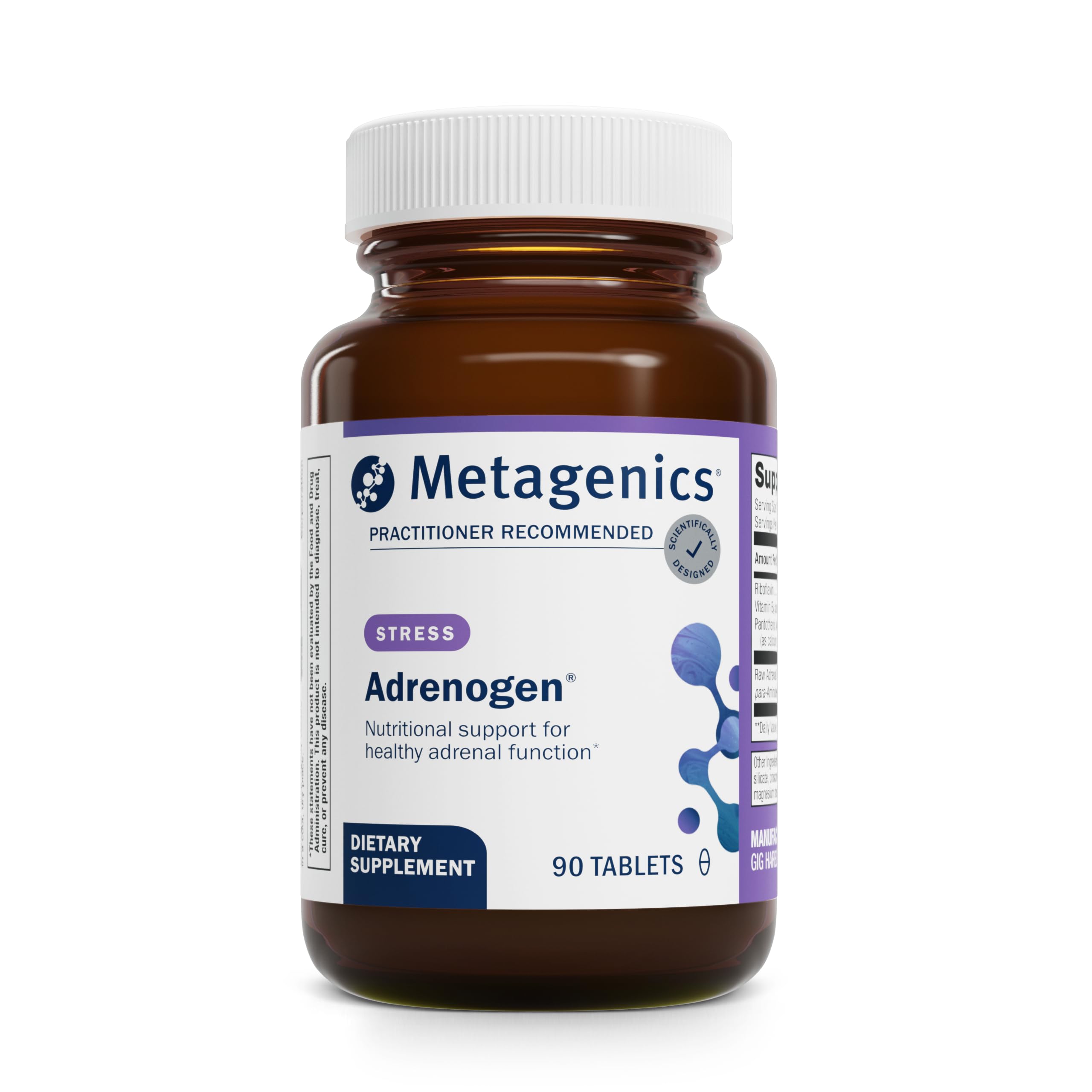 Metagenics Adrenogen frasco de 90 tabletas para apoyo adrenal y equilibrio hormonal.