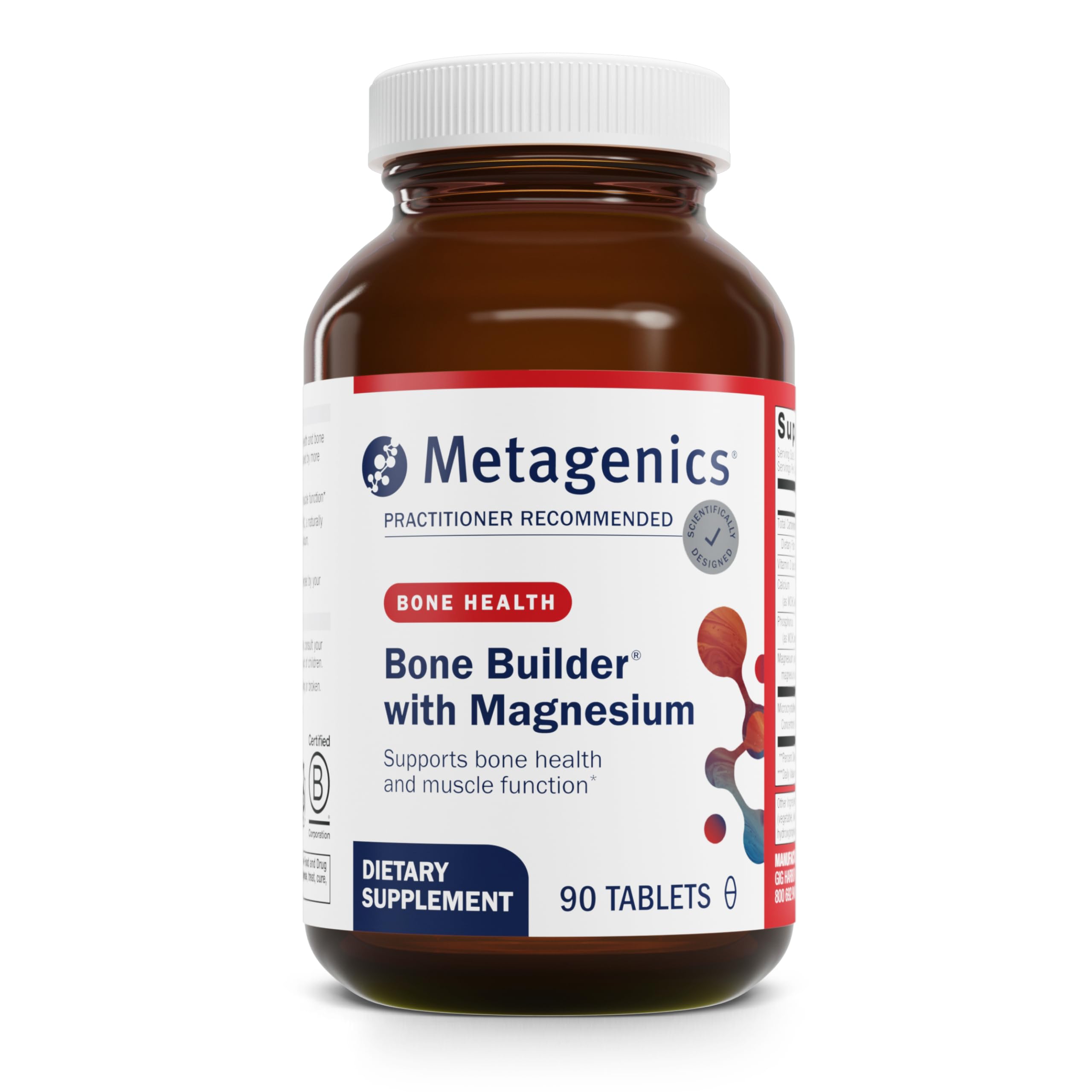 Metagenics Bone Builder botella: apoyo a la salud ósea con etiqueta