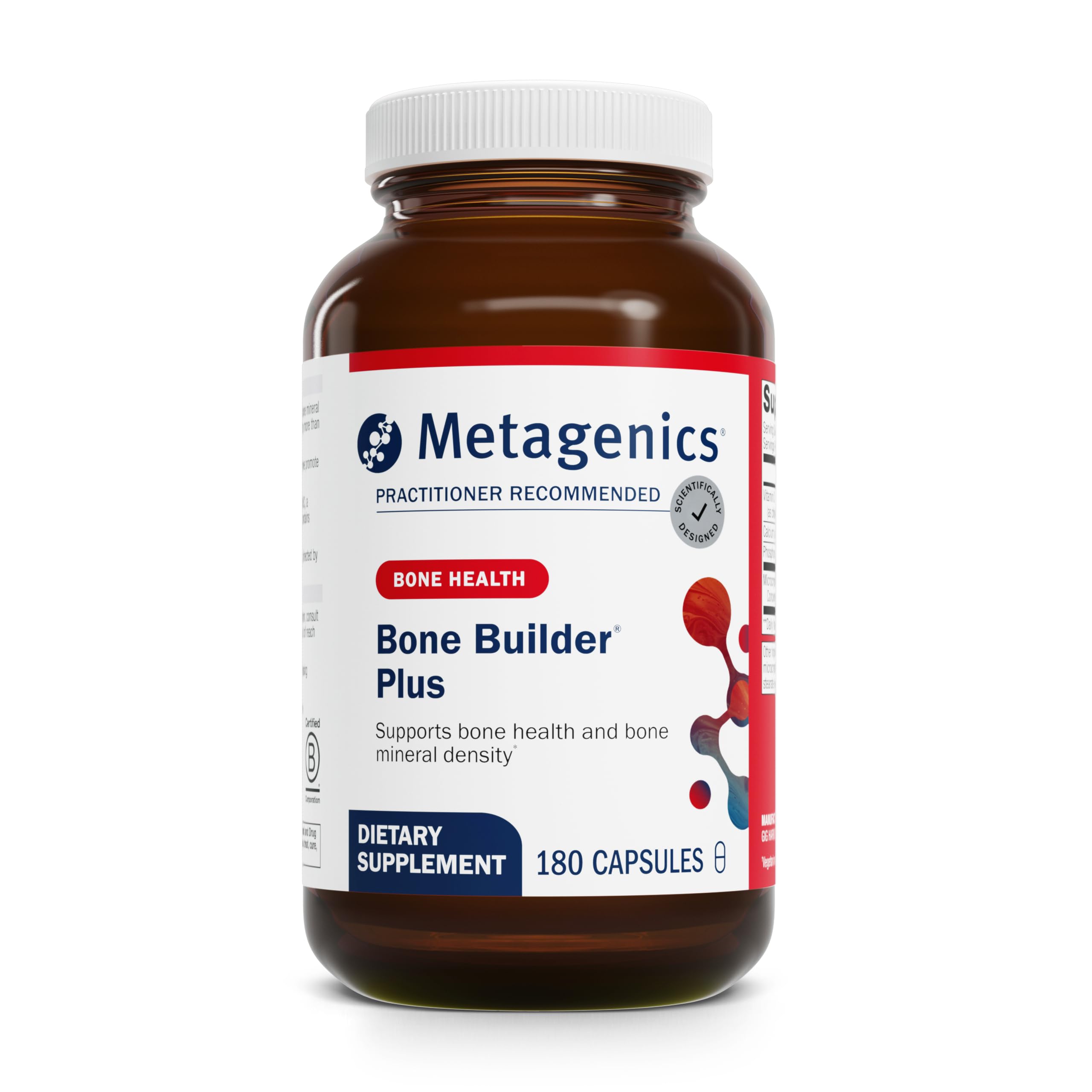 Metagenics Bone Builder Plus: botella frontal para apoyo potencial a la densidad ósea