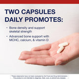 Metagenics Bone Builder Plus: etiqueta frontal destaca vitamina D3 y calcio para uso diario