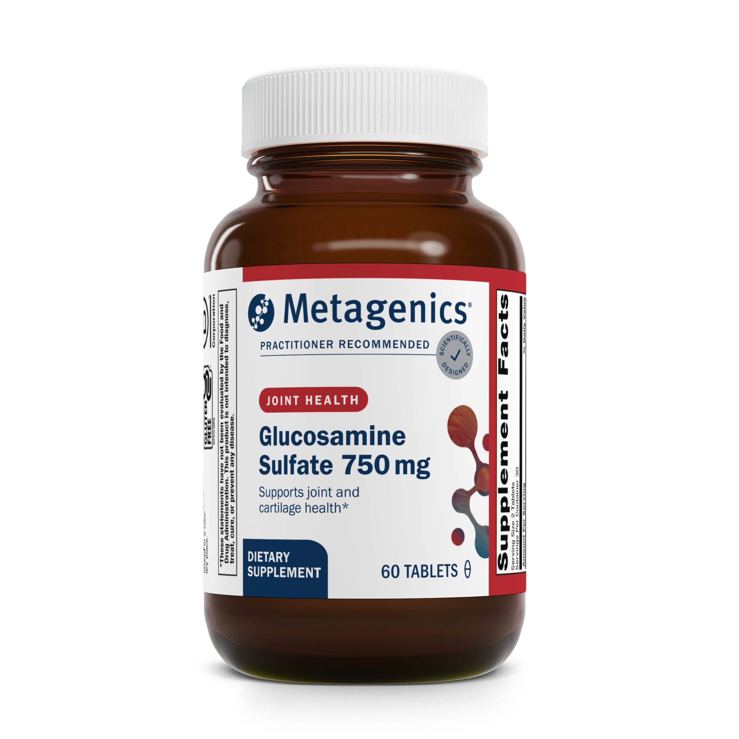 Metagenics Glucosamina Sulfato en caja, apoyo diario a la movilidad.