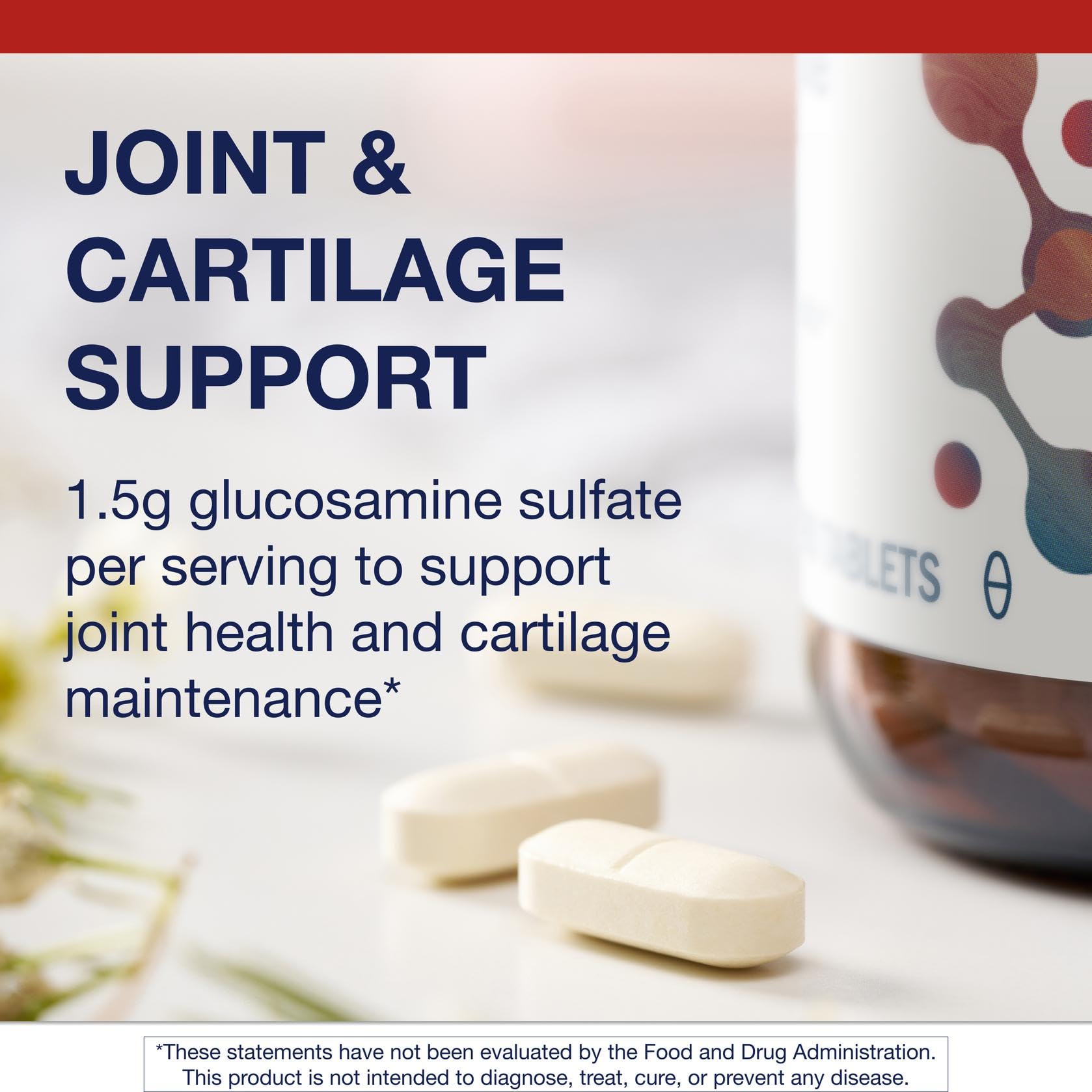 Metagenics Glucosamine Sulfate: etiqueta frontal clara para identificar el producto.