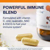 Metagenics Immune Active etiqueta nutricional: detalle de Vitamina C y Zinc.