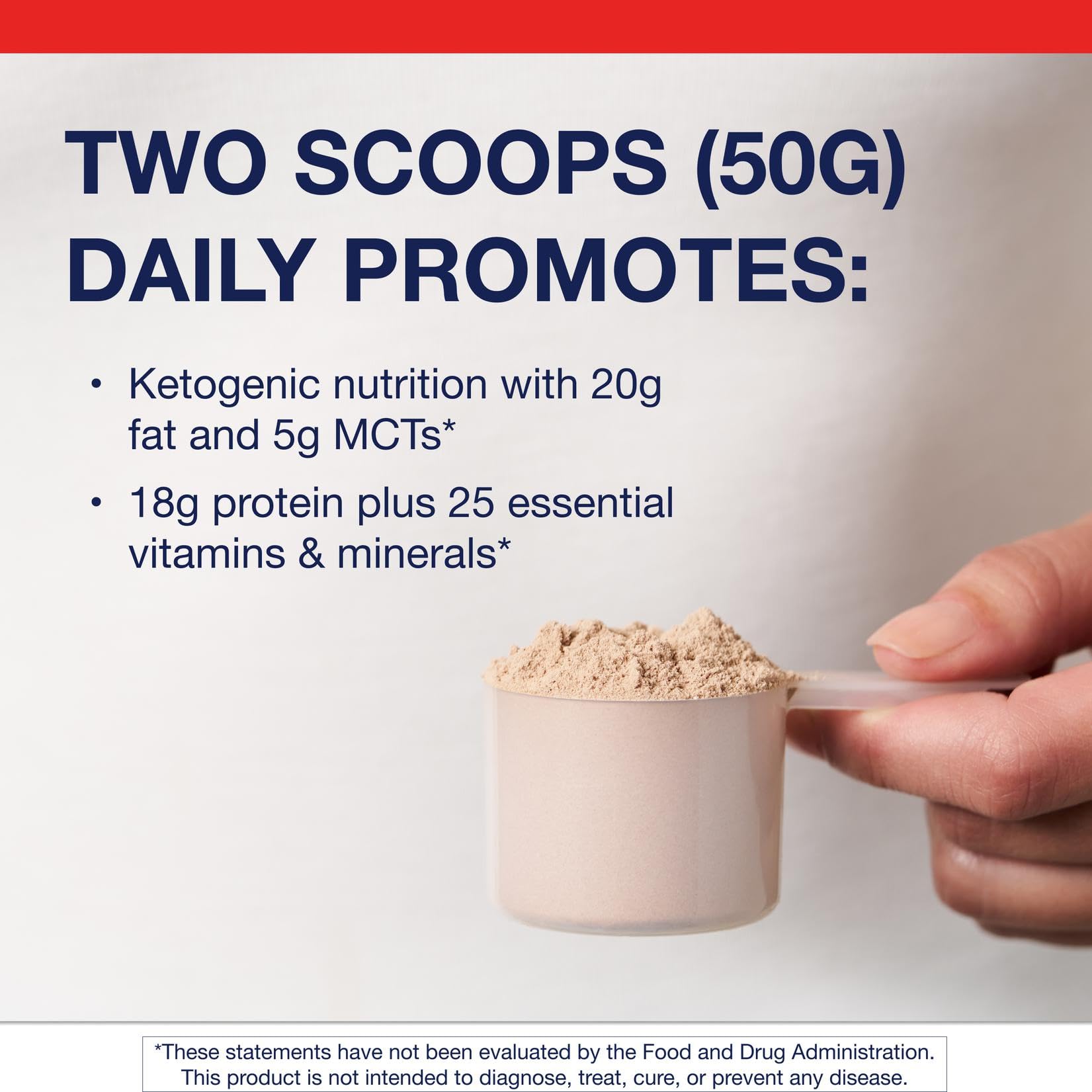 Metagenics Ketogenic Shake con cuchara medidora para una preparación rápida.