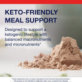 Etiqueta de nutrientes de Metagenics Ketogenic Shake con resumen de vitaminas y minerales.